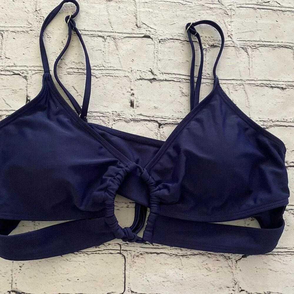 Zaful Navy Blue 2 Piece Keyhole Front Bikini Set Women's Size‎ 8/L Cut Out NWOT